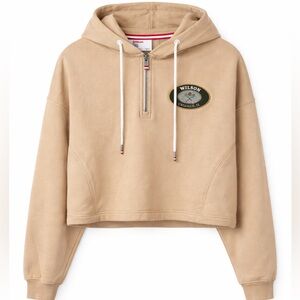 Wilson Cropped Boxy Quarter Zip Hoodie Sweatshirt